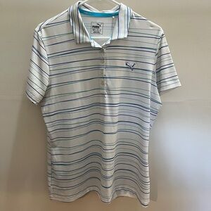 Puma Women’s Polo Shirt - White with Blue Stripes